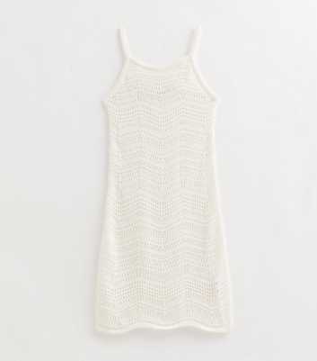 Girls White Crochet Beach Dress