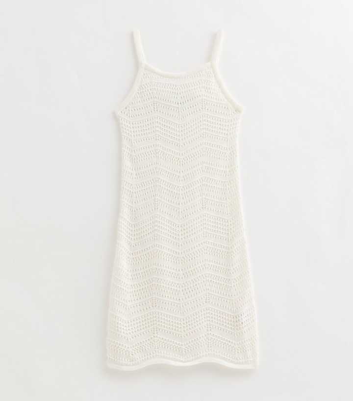 Girls White Crochet Beach Dress