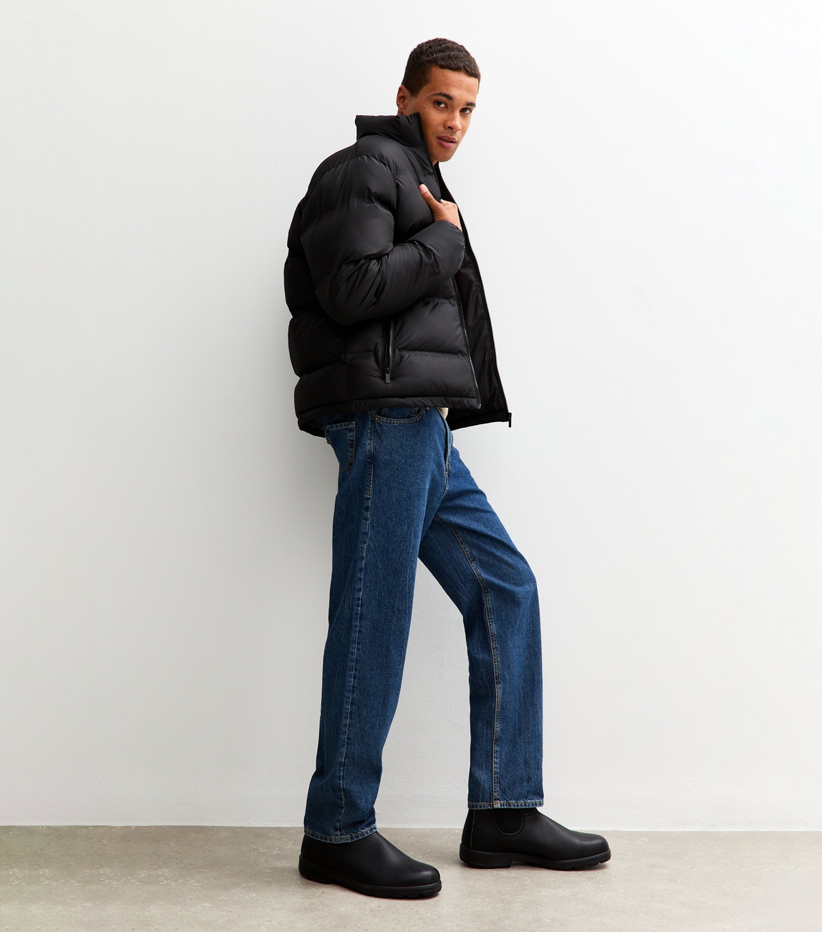Men's Black Regular Heatseal Puffer Jacket New Look