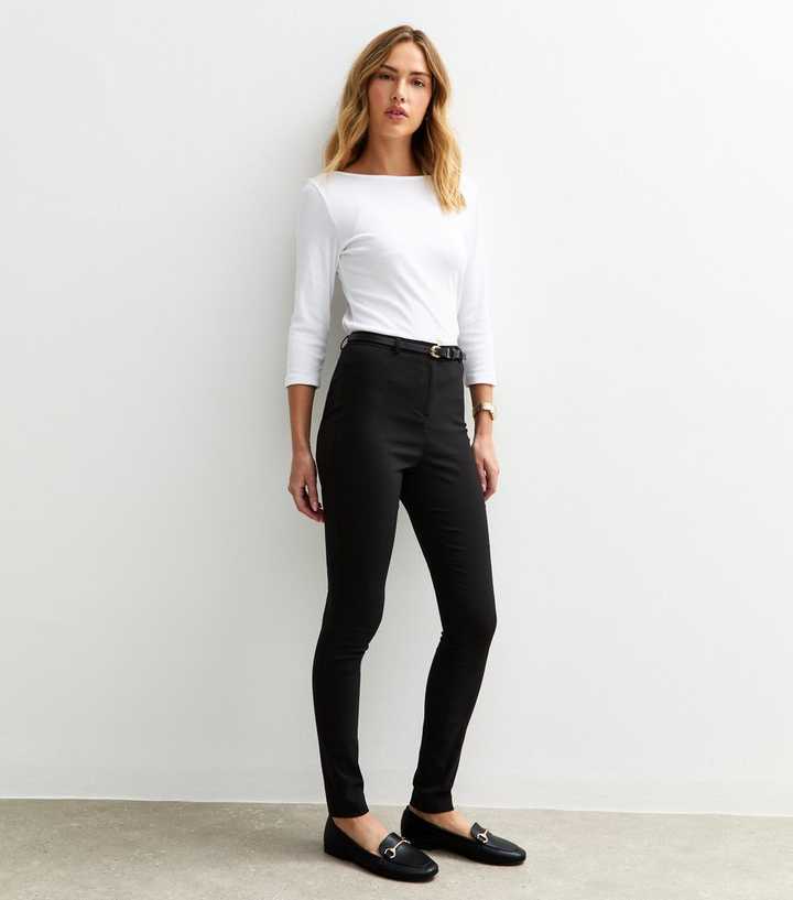 Black Slim Fit Belted Trousers