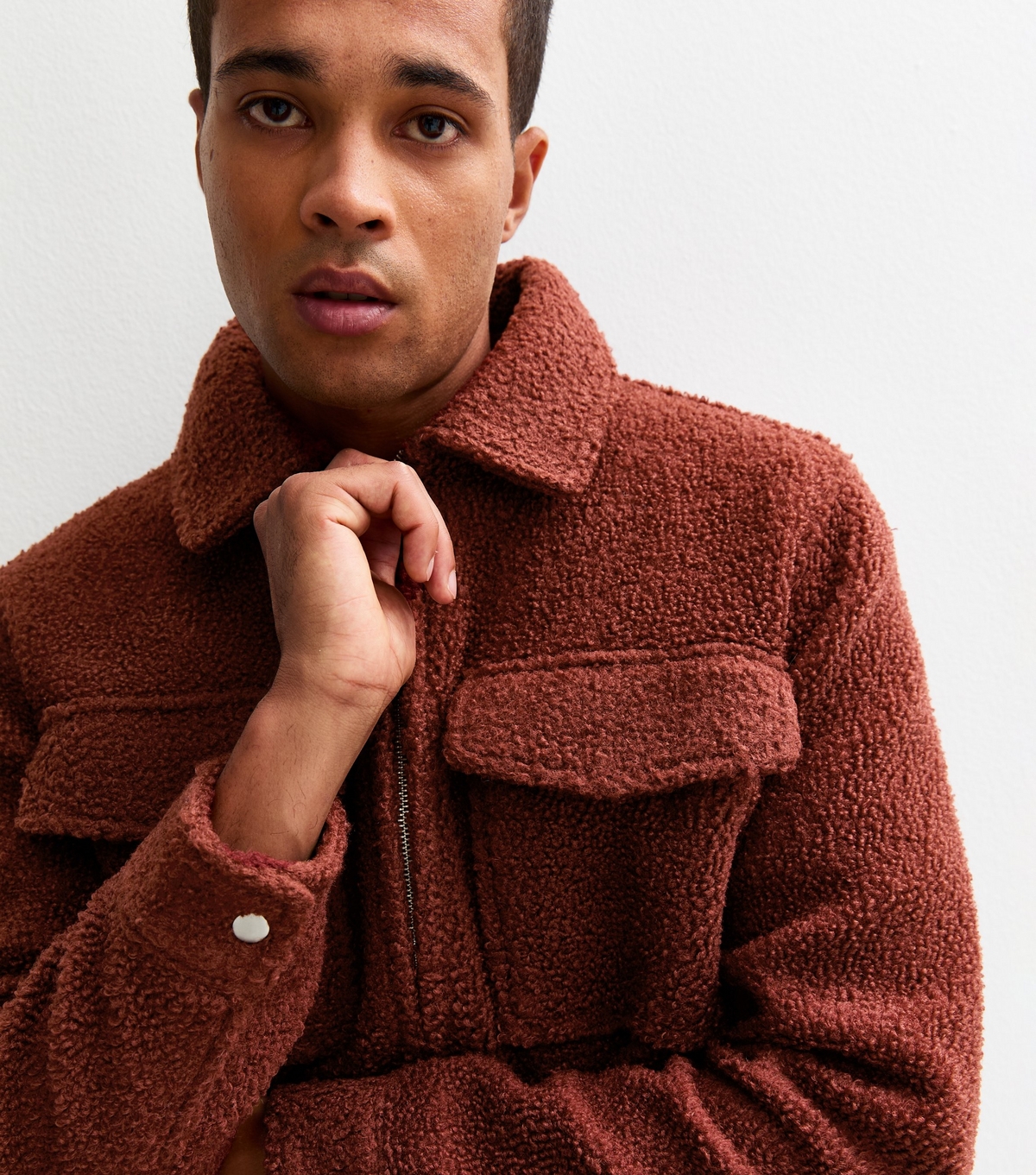 Men's Light Burgundy Regular Fit Boucle Texture Jacket New Look