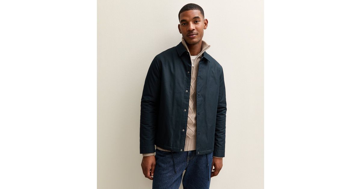 Padded Coach Jacket Mens Dark Blue Regular Fit Padded Coach Jacket