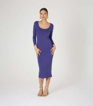 WKNDGIRL Blue Square Neck Midi Dress