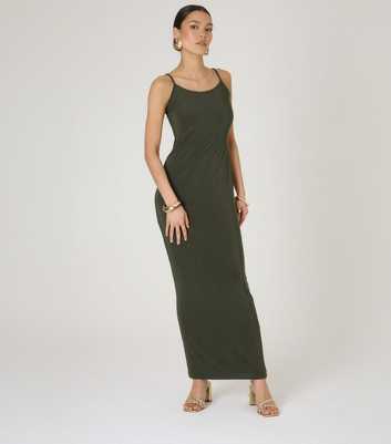 WKNDGIRL Green Scoop Neck Slinky Jersey Maxi Dress