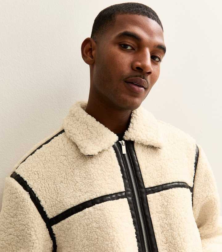 Off White Regular Borg Taped Jacket