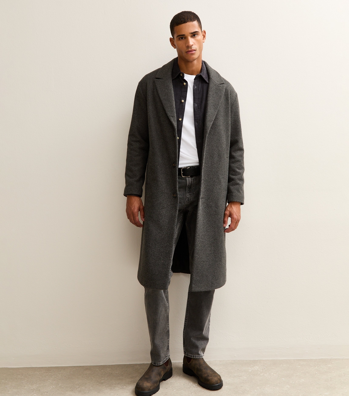 Men's Grey Relaxed Tailored Coat New Look