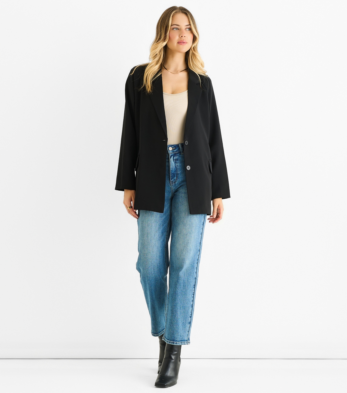 Women's Black Single Breasted Longline Blazer Gini London New Look