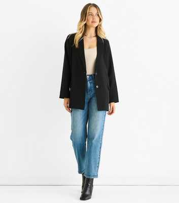 Gini London Black Single Breasted Longline Blazer