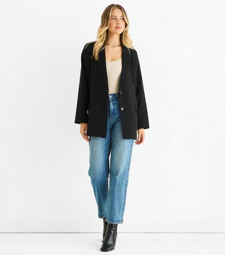 Gini London Black Single Breasted Longline Blazer