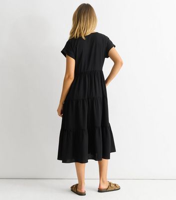 New Collection Women's Tiered Midi Smock Dress – Half Sleeve, Cotton Blend