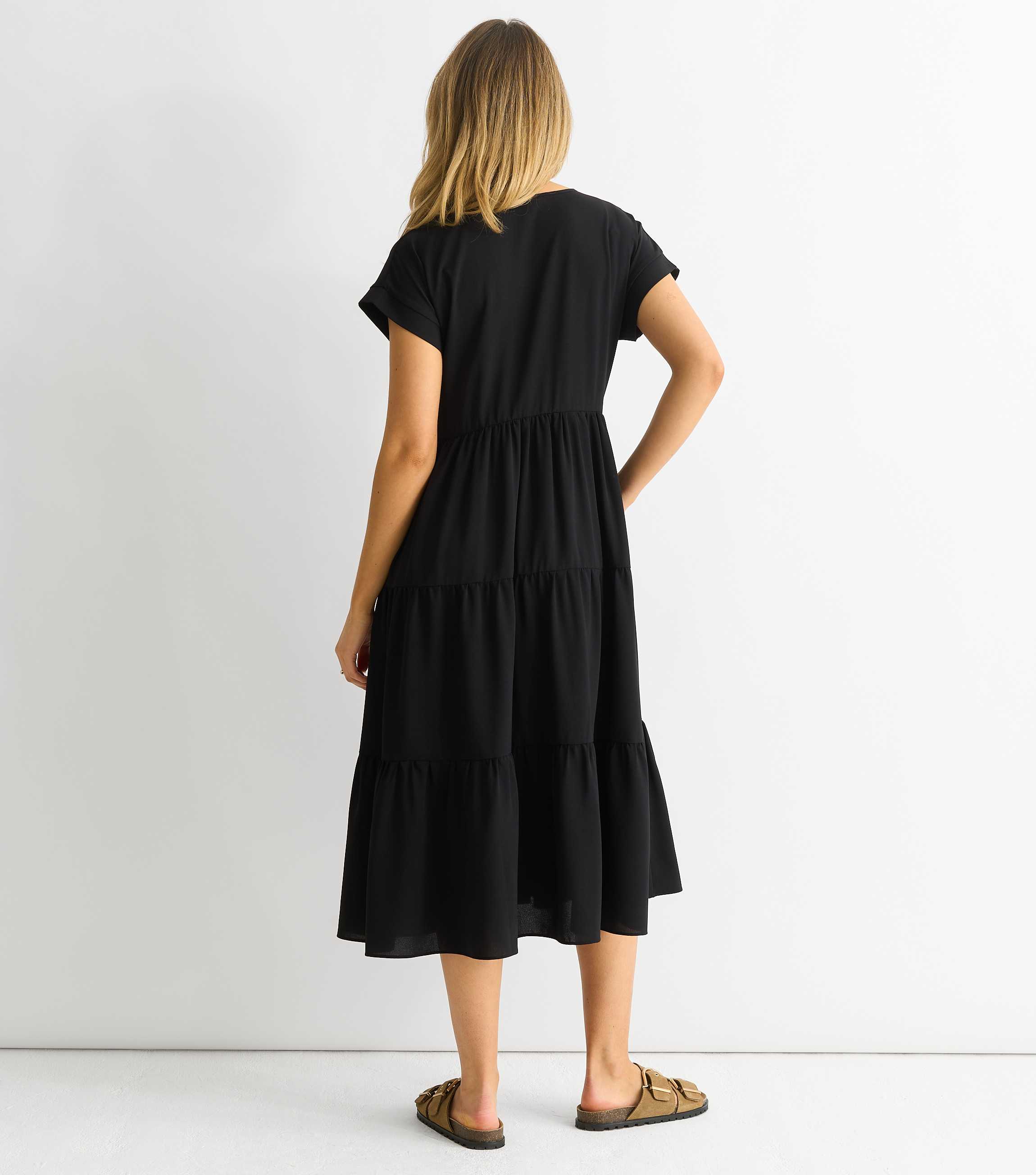 New Collection Women's Tiered Midi Smock Dress – Half Sleeve, Cotton Blend