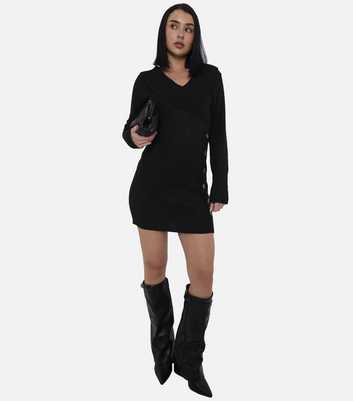 Gini London Black Wrap Knit Mini Dress