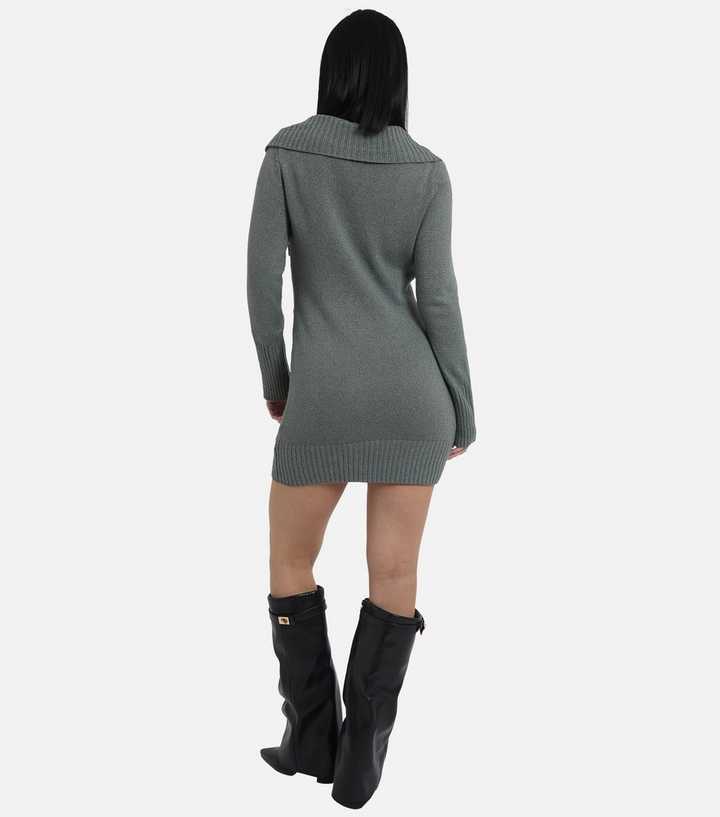 Gini London Olive Green Wrap Knit Mini Dress | New Look Gini London Olive Green Wrap Knit Mini Dress | New Look