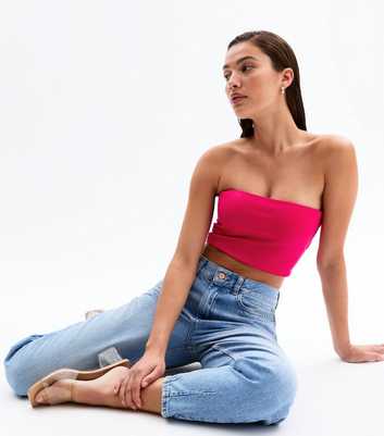 Bright Pink Jersey Bandeau Top