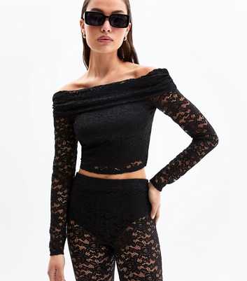 Black Lace Bardot Top
