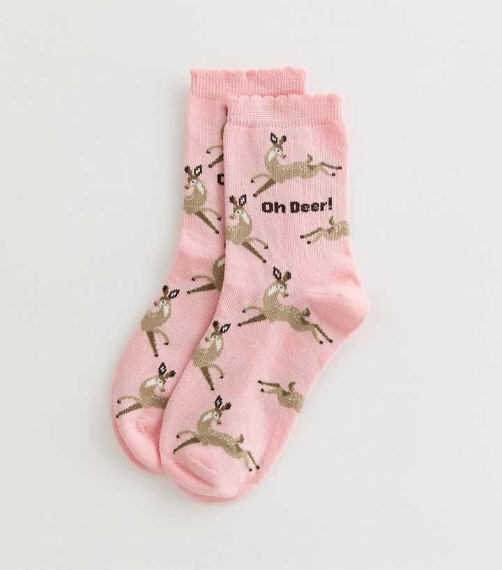 Pink Oh Deer Ankle Socks