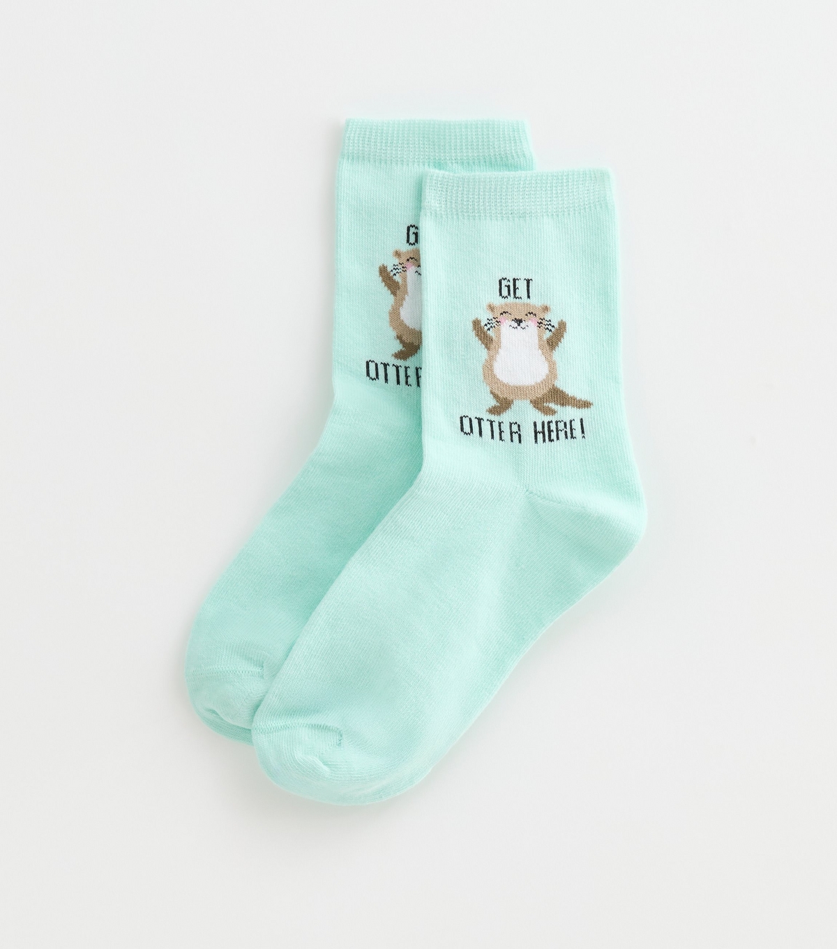 Mint Green Get Otter Here Socks New Look