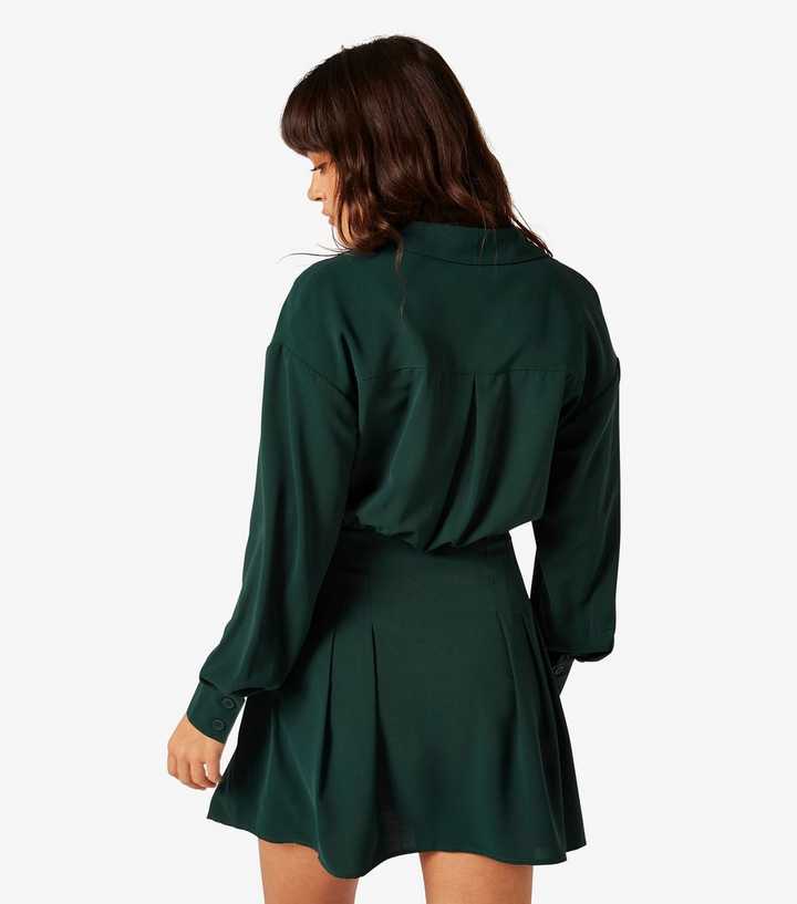 Apricot Dark Green Wrap Shirt Dress Apricot Dark Green Wrap Shirt Dress