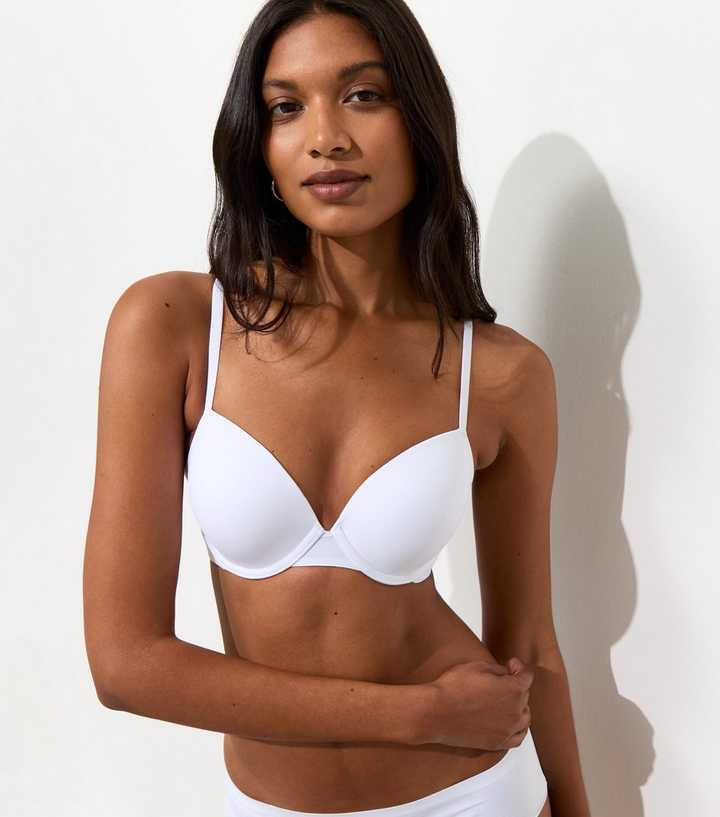 White Smooth Adjustable Strap T-Shirt Bra