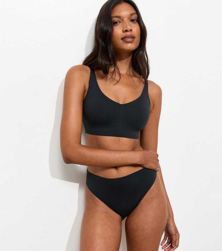 Black Bonded High Waist Brazilian Briefs