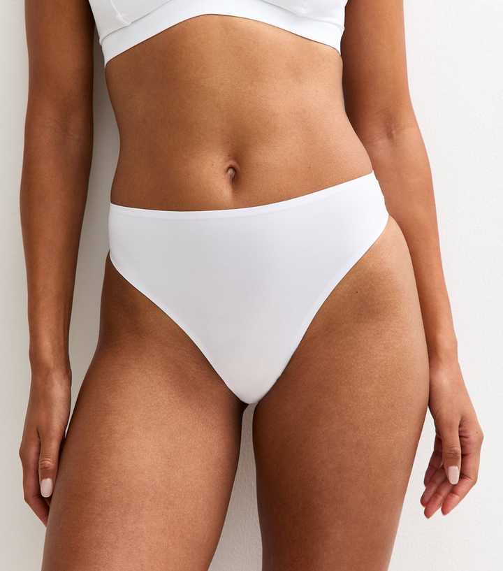 White Bonded High Waist Brazilian Briefs