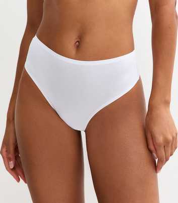 White Bonded High Waist Micro Thong