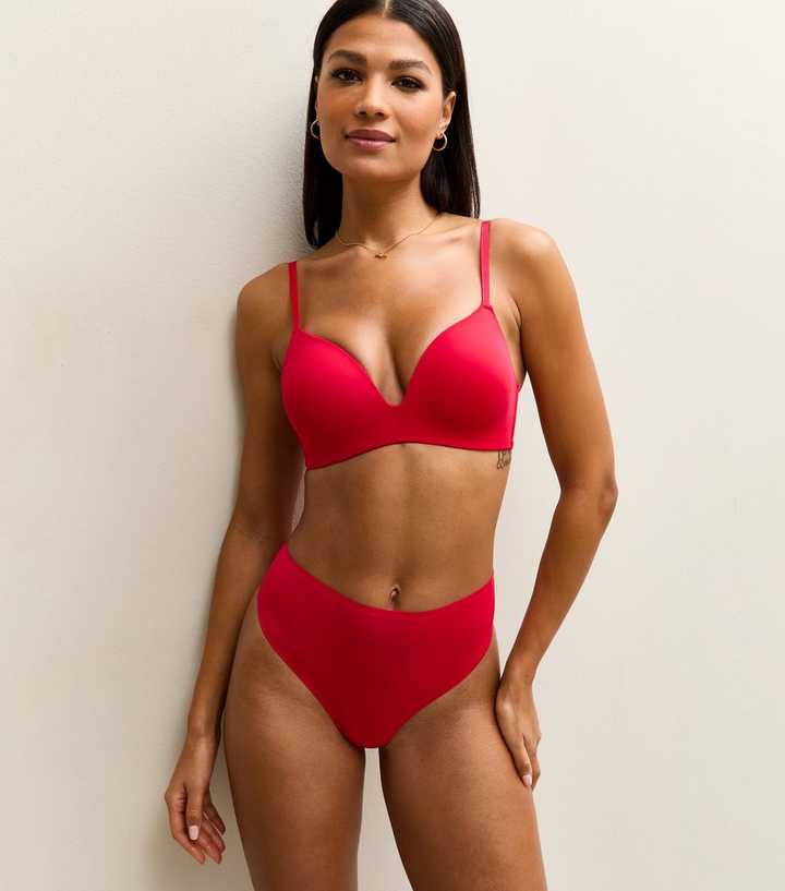 Red Bonded High Waist Micro Thong