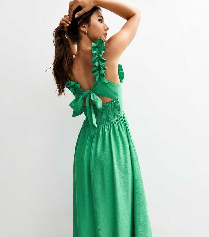 green emerald velvet dress Bow Back Beauty Dress