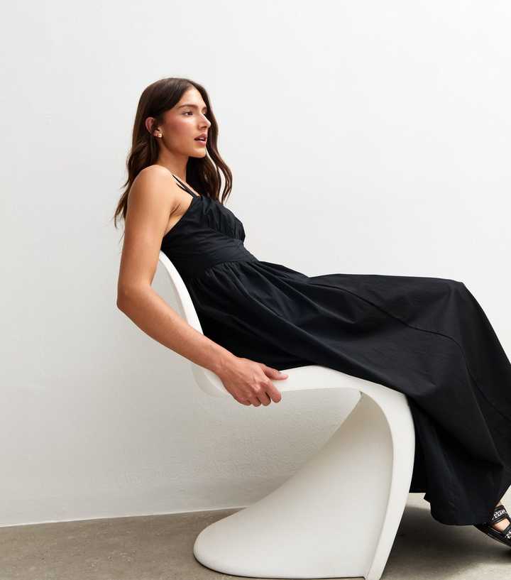 Black Corset Top Milkmaid Midi Dress | New Look