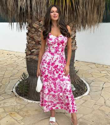 AX Paris Floral Print Shirred Straps Tiered Midi Dress