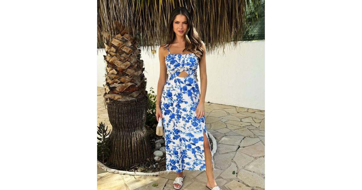 ax paris blue floral dress AX Paris - DA2475 main image 1