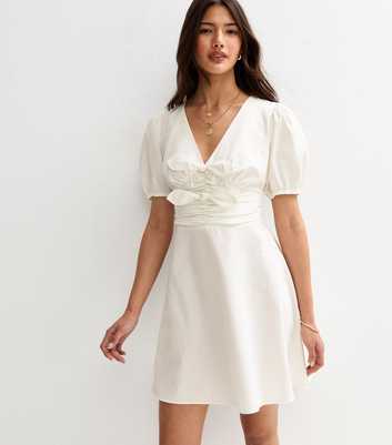 White Double Bow Mini Dress