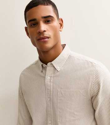 Brown Regular Fit Striped Oxford Shirt