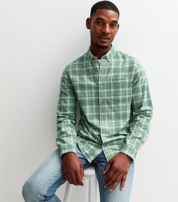 Green Regular Fit Long Sleeve Checked Oxford Shirt | New Look Green Regular Fit Long Sleeve Checked Oxford Shirt | New Look
