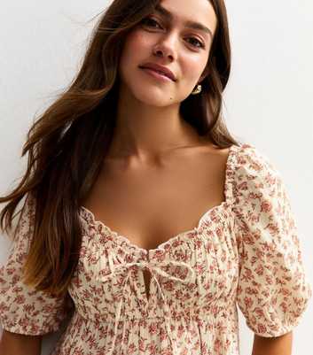 Petite Pink Ditsy Print Milkmaid Top