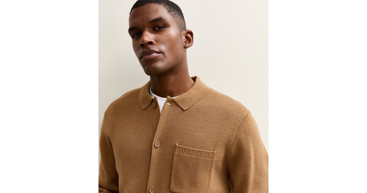 Brown Regular Fit Long Sleeve Knitted Shacket | New Look