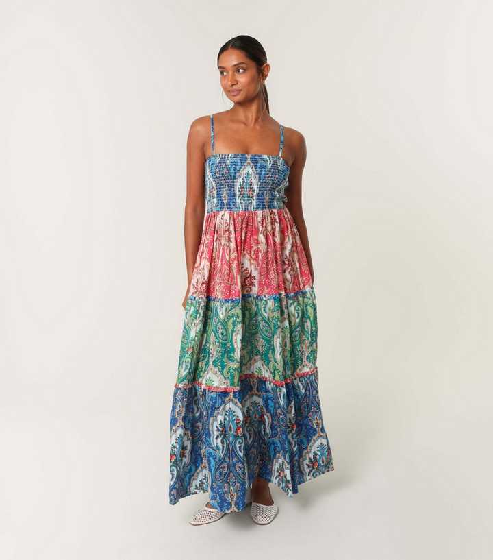Blue Vanilla New Look Maxi Blue Vanilla Multicoloured Paisley Print Maxi  Dress New Look