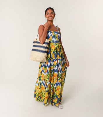 blue blouse dress with flowers cuffed sleeves Posie Lemon Embroidered Denim Dress – No. 14 main image 1