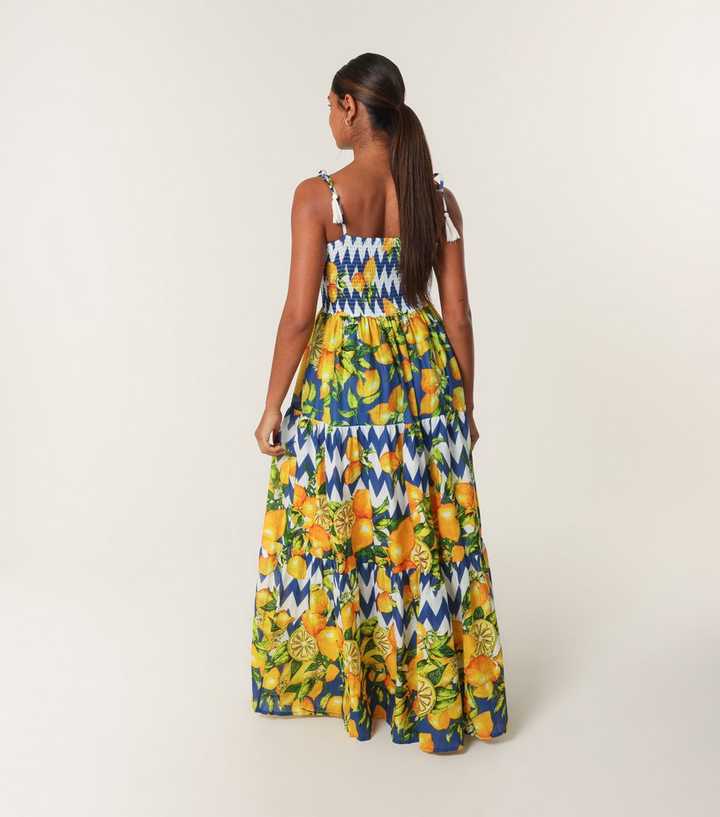 fitted lace wedding dress Blue Wave Print Maxi Dress w/Pockets main image 1