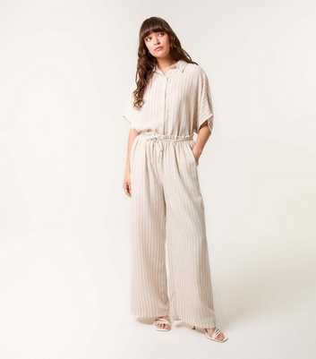 Blue Vanilla Stone Striped Paperbag Waist Trousers