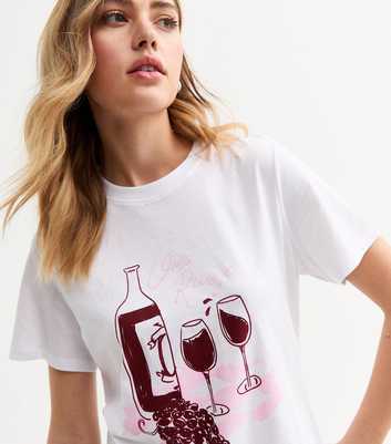 White Vino Rouge Wine Print T-Shirt
