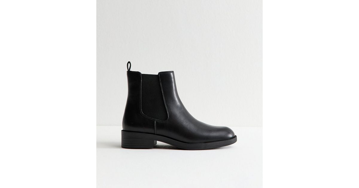 Black Faux Leather Chelsea Boots New Look