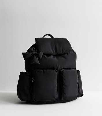 Black Puffy Bow Charm Backpack