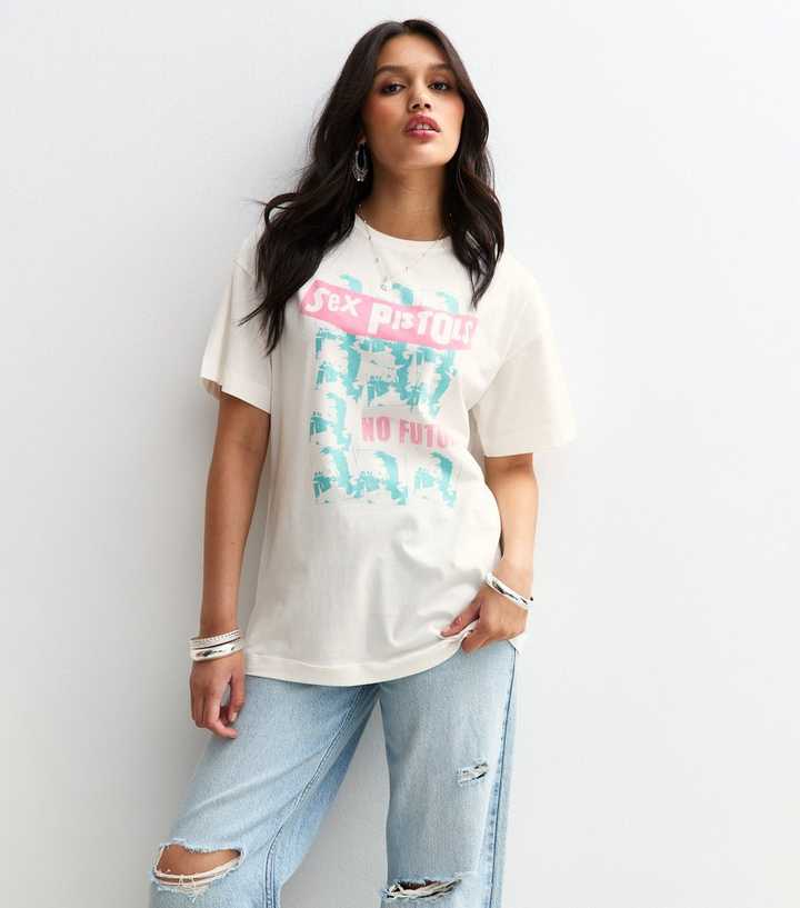 White Sex Pistols Print Oversized T-Shirt