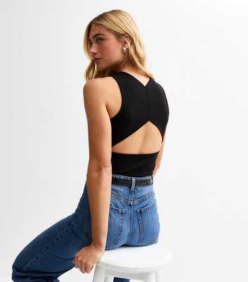 Black Cut Out Back Jersey Vest