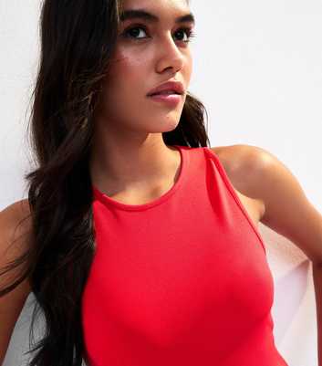 Red Cut Out Back Jersey Vest