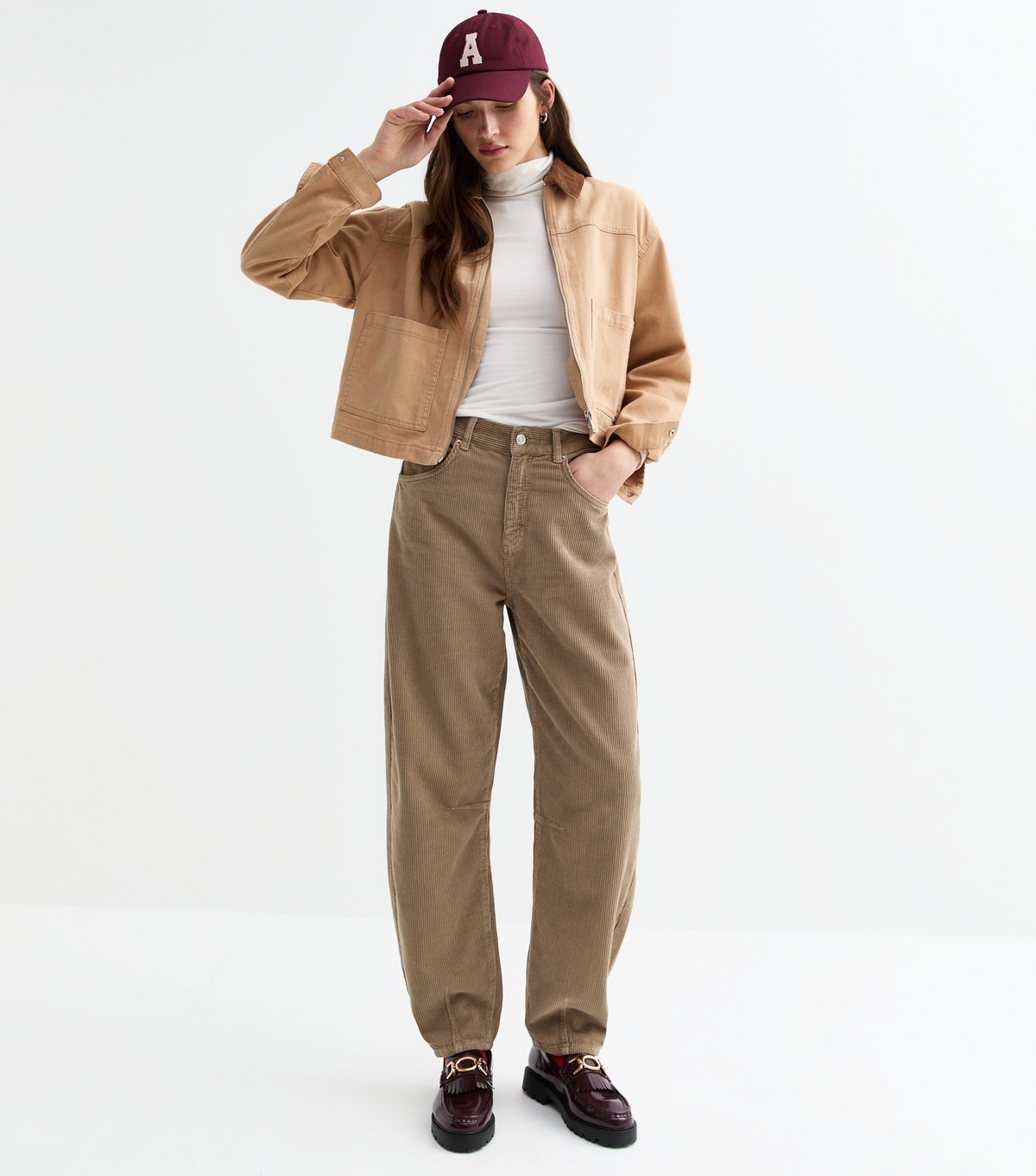 Women's Brown Corduroy Barrel Leg Trousers Tokyo Doll New Look
