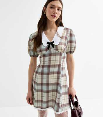 Tokyo Doll Cream Checked Mini Dress