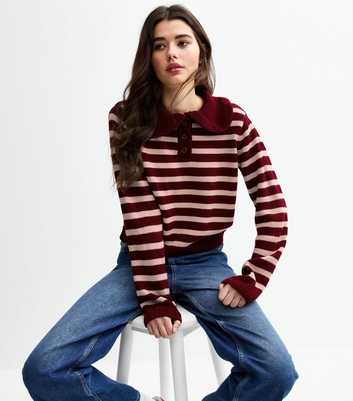 Tokyo Doll Red Striped Frill Collar Knit Jumper