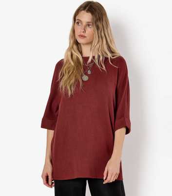 Apricot Burgundy Batwing Sleeve Top